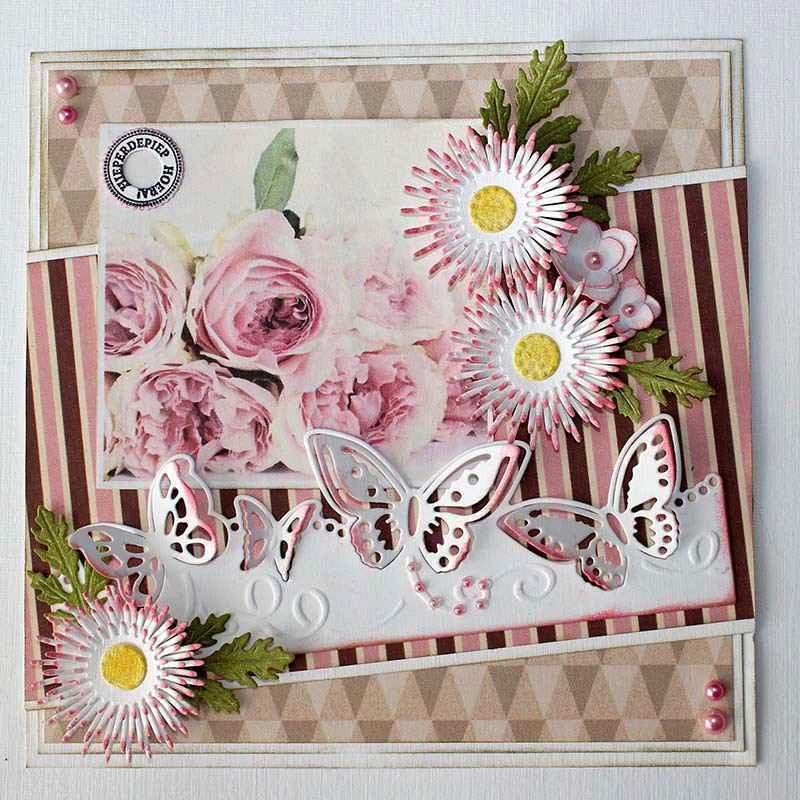 7 шт./компл. маргаритки цветок металлические режущие штампы трафареты с тиснением