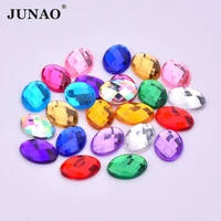 junao 200pcs 13x18mm mix color oval shape rhinestones flatback acrylic stone non hotfix crystal strass gems for decoration
