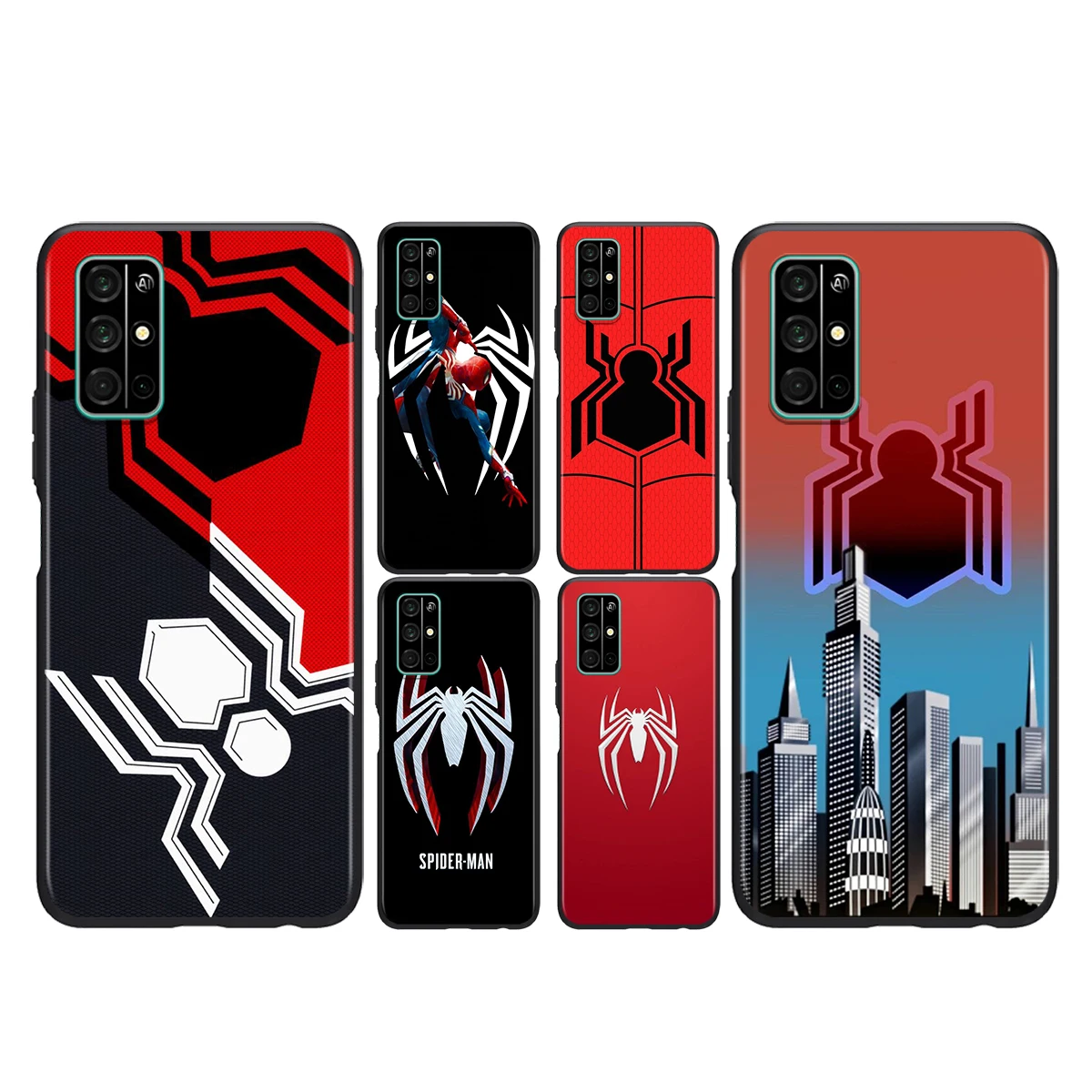

For Honor 50 SE V30 30i 30S 30 20S 20E 20 V20 Pro 5G Plus Lite Black Phone Case Marvel Spider-Man Logo Silicone Soft Cover