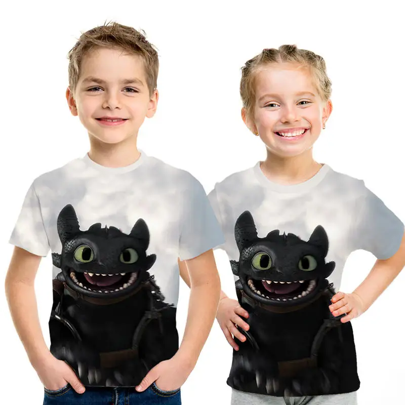 picture color Новая летняя детская футболка с 3d принтом «Как приручить дракона», 3 сезона футболка для мальчиков и девочек детская футболка с рисунком аниме - Цвет: picture color