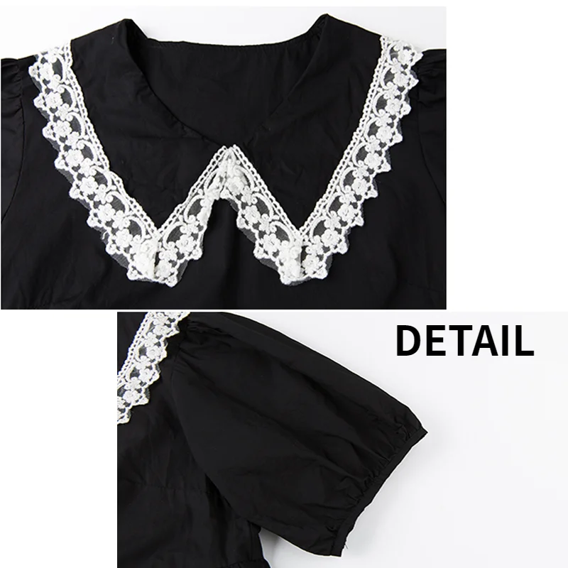 Женское платье с коротким рукавом винтажное кружевное лоскутное в стиле преппи