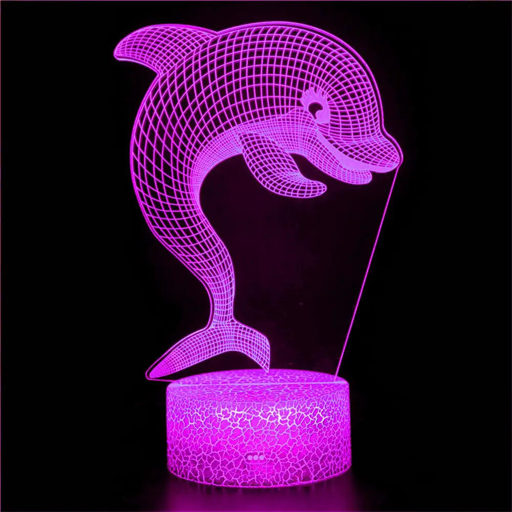 

Dolphin series colorful creative 3D LED night light 16 color remote control acrylic lamp home decoration model toy statue gift