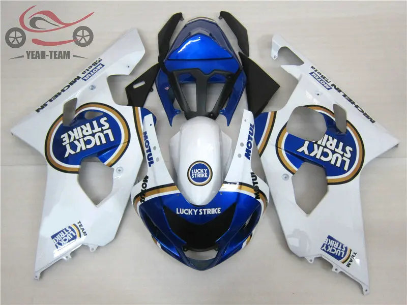 Free Custom Chinese fairing kit for Suzuki K4 GSXR750 04 05 GSXR 600 750 2004 2005 white blue body repair fairings bodywork | Автомобили и