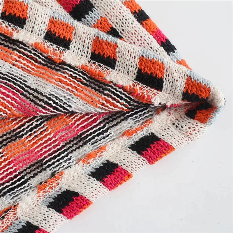 

Za Dress 2021 Red Palid Knitted Dress Women Vintage Jacquard Mini Dresses Ladies Spring Chic Sleeveless Spaghetti Strap Dresses