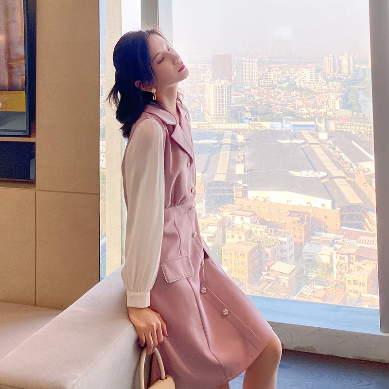 Now Early Spring New Women's Clothing French Style Style Pink Dress