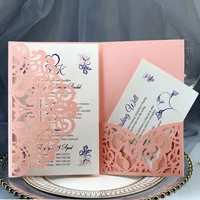 50pcs third flod wedding invitation card customize personalize mariage business birthday baptism with rsvp cards party supplies