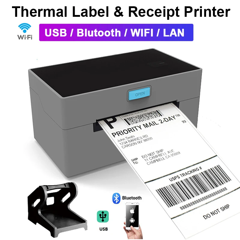 Impresora de etiquetas térmica de escritorio, dispositivo de impresión de etiquetas 4x6, Compatible con Etsy, Shopify,Ebay, Amzon, FedEx, UPS