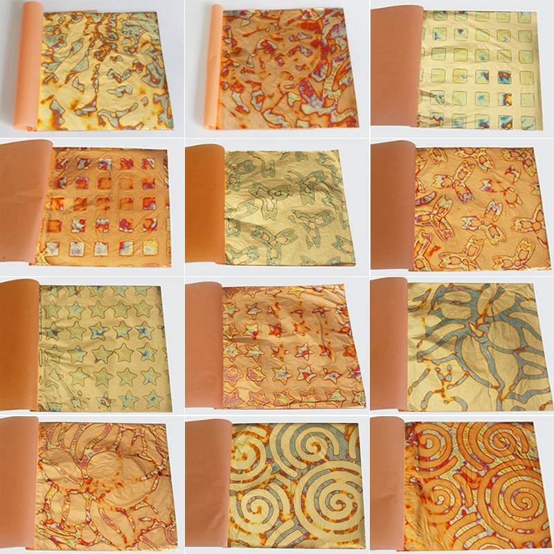 Цветная имитация золотой фольги различные золотые листья 14x14 см медный лист для
