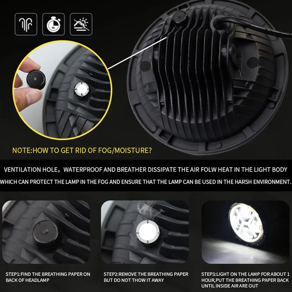 500 Вт лм 7-дюймовый светодиодный желтый белый гало ангельские глазки фары s для Jeep