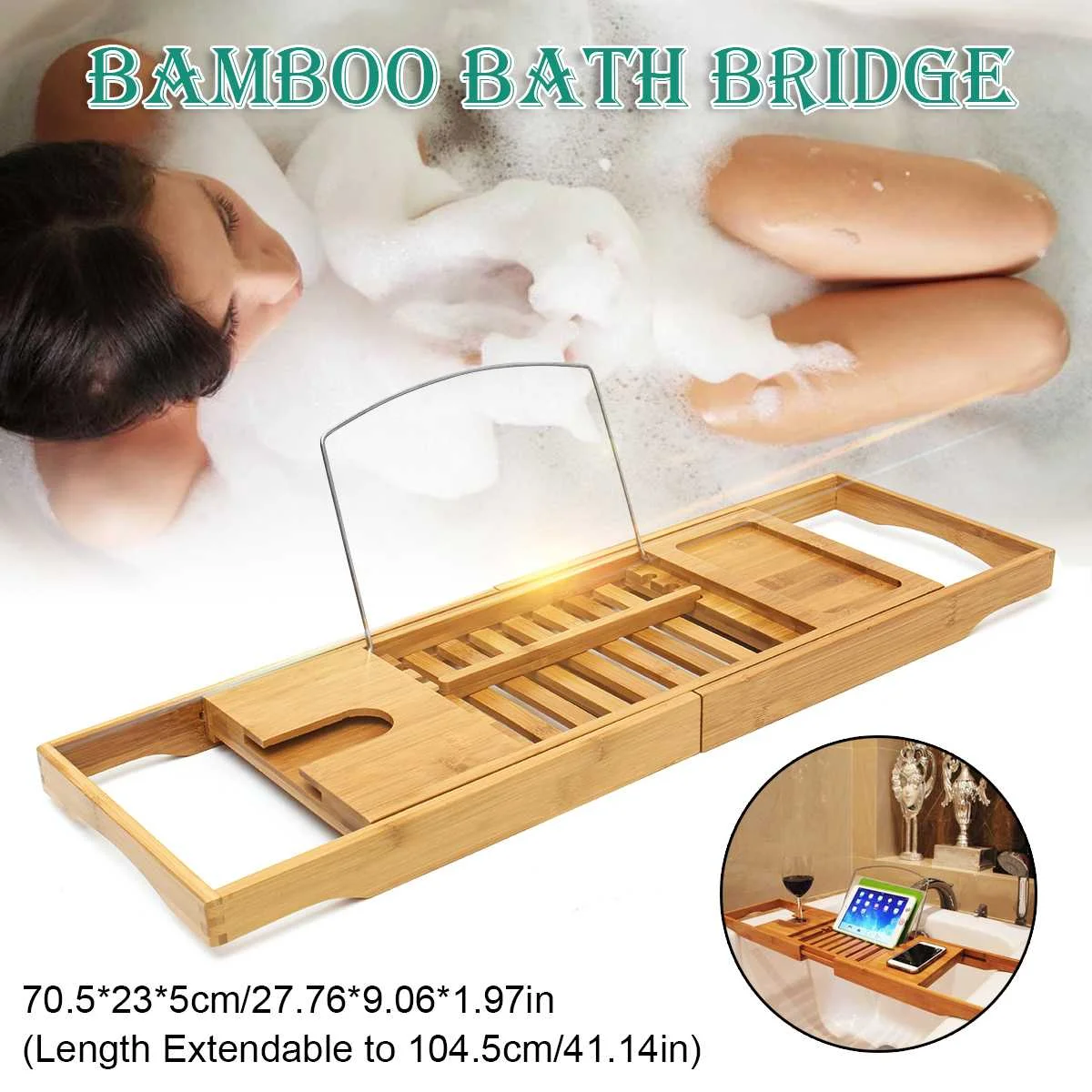 

Extendable Bathroom Shelf Bathtub Tray Shower Caddy Bamboo Bath Tub Rack Towel Wine Book Holder Storage Organization Accessories