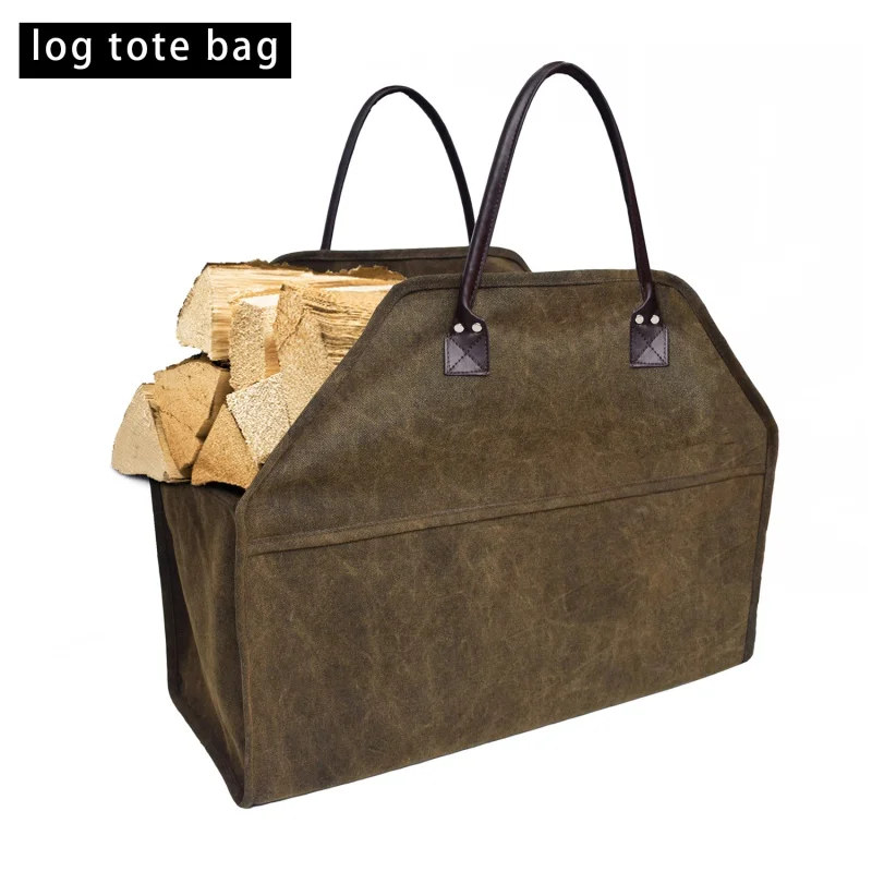 

Outdoor Supersized Firewood Bags Large Capacity Felt Wooden Bag Canvas Storage Bag Log Camping Holder Carry