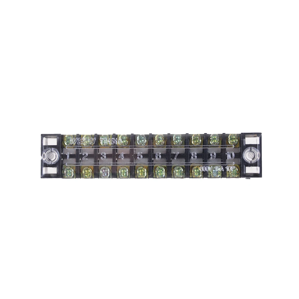 Dual Rows 10 Positions Screw Terminal Block Strip 600V 15A w Cover TB-1510 Barrier | Обустройство дома