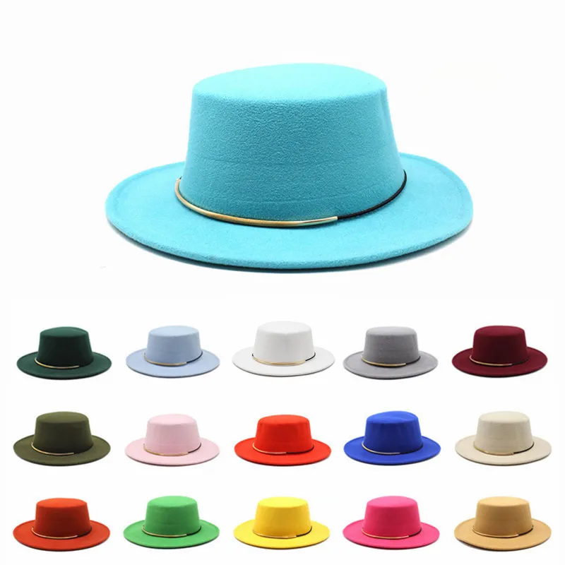 Шляпа Женская фетровая с прямым верхом простая Панама козырьком для церкви и