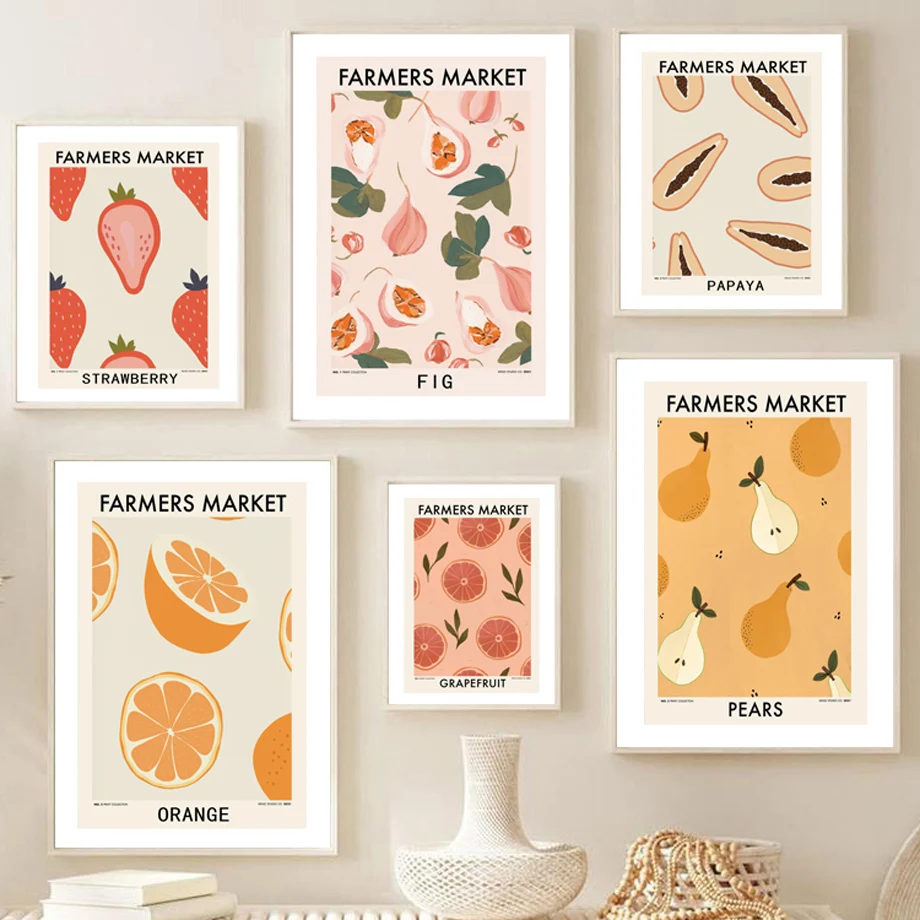 

Farmers Market Fruit Lemon Banana Papaya Wall Art Canvas Painting Nordic Posters And Prints Wall Pictures For Living Room Decor