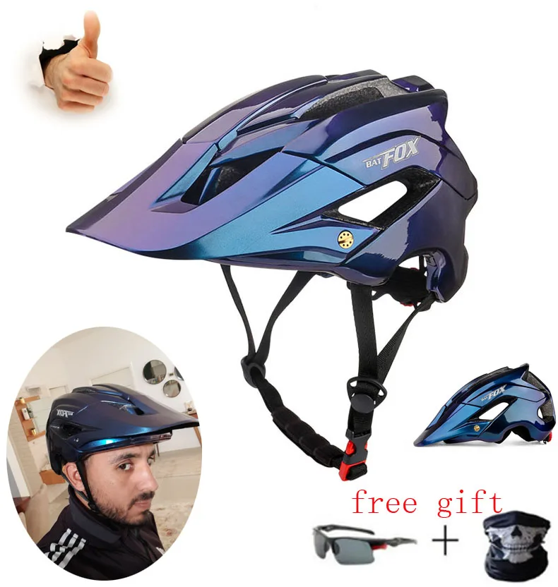 

Batfox Bicycle Helmet Road Mountain Cycling Helmets Integrally-Molded Ce Mtb Big Sun Visor Ultralight Bike Helmet Casco Ciclismo