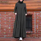 Мусульманская Мода ZANZEA Ретро помощь Мубарек Дубай абайя Турция хиджаб весеннее платье кафтан ислам одежда для женщин халат Femme