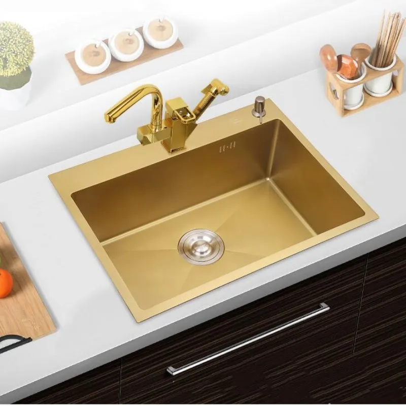 

Luxury Gold Sink Kitchen 304 Stainless Steel Vegetable Gold Sink with all Necessary parts