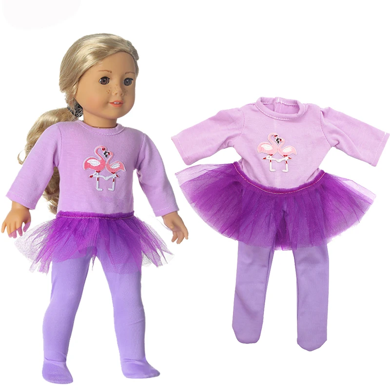 Платье с двойным фламинго колготки юбка костюмы размер 18 дюймов американский и 43