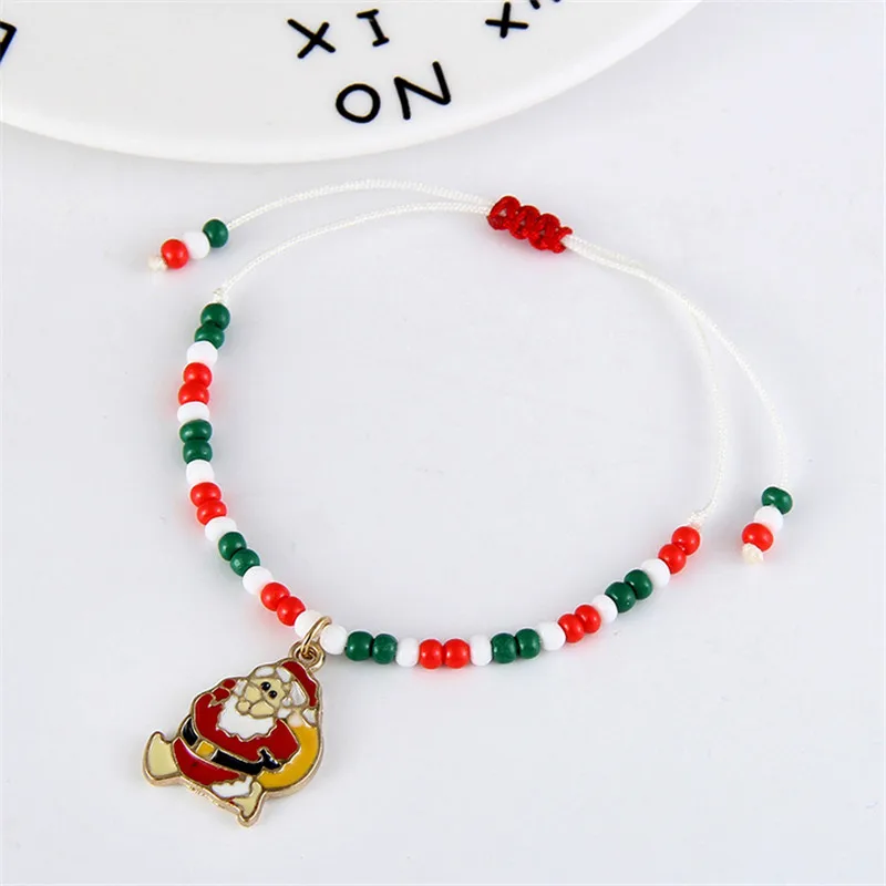Santa Рождественский подарок очаровательный браслет ювелирные изделия Санта Клаус рождественские браслеты с деревом для женщин рождественские украшения - Окраска металла: Santa