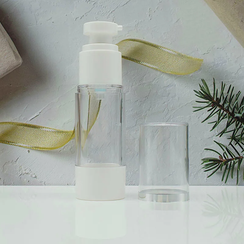 15ml round head plastic airless bottle silver line essence serum/lotion/emulsion liquid foundation skin care cosmetic packing | Красота и