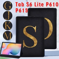 tablet case for samsung galaxy tab s6 lite 10 4 inch pu leather letter series flip stand cover case sm p610 sm p615