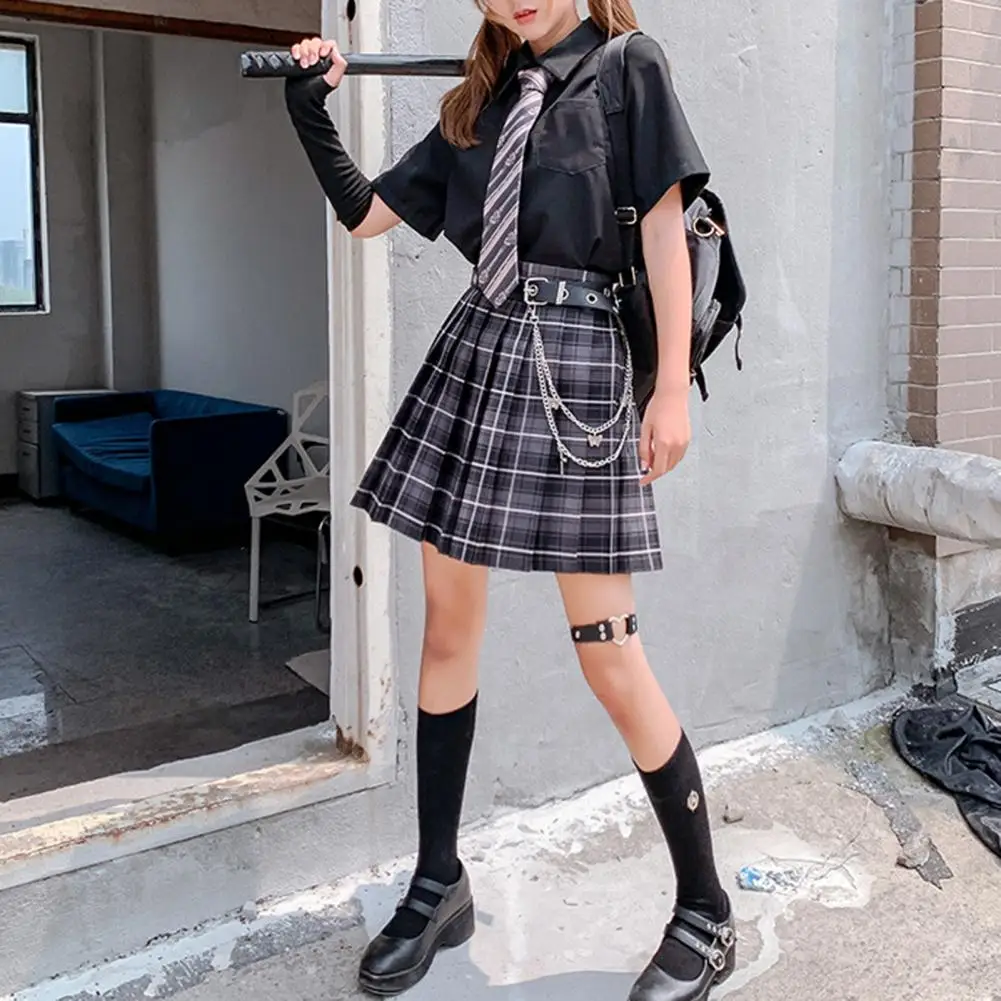 

Pleated Skirt Anti-wrinkle High Waist JK Girls Sexy Plaid Skirt A Line Skirt for Women
