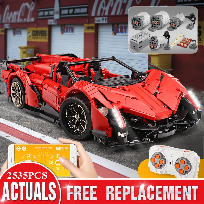 Высокотехнологичная Гоночная машина MOULD KING 13079 MOC APP RC Roadster модель автомобиля