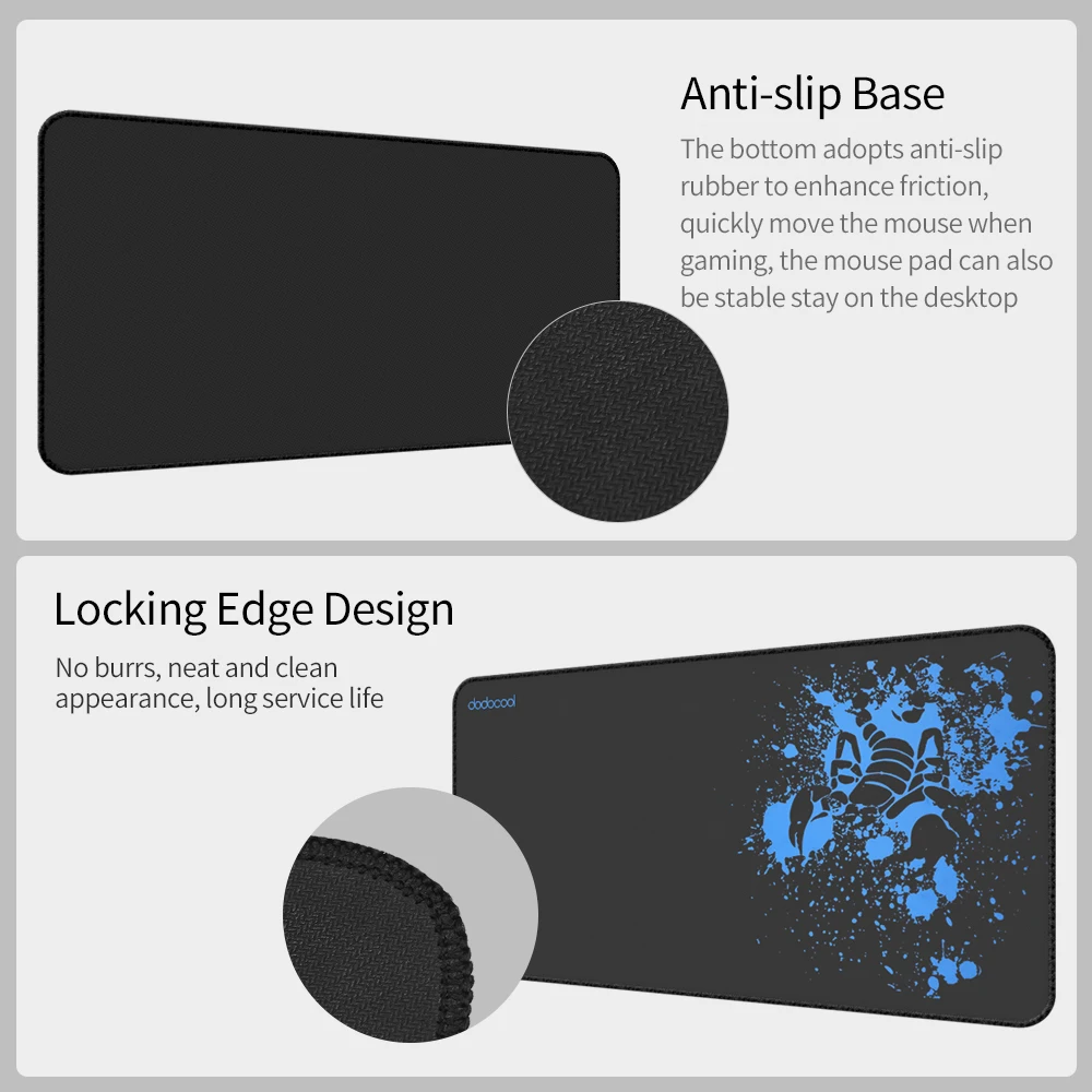 Коврик для мыши dodocool игровой офисный нескользящий износостойкий Настольный