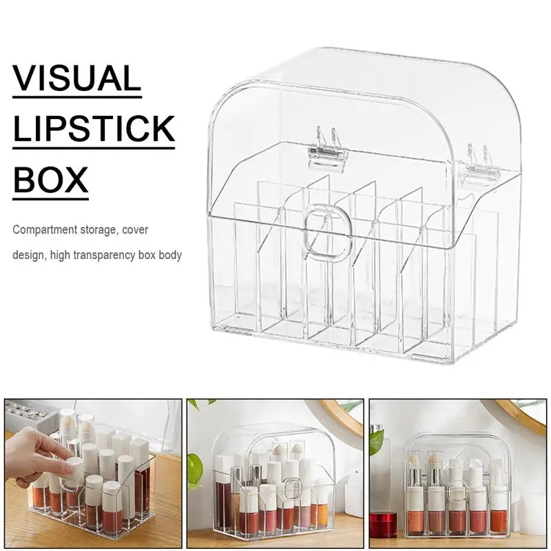 

15 Grid Cosmetic Storage Box Lipstick Organizer Makeup Brush Eyebrow Pencil Display Stand Acrylic Plastic Box Desktop Finishing
