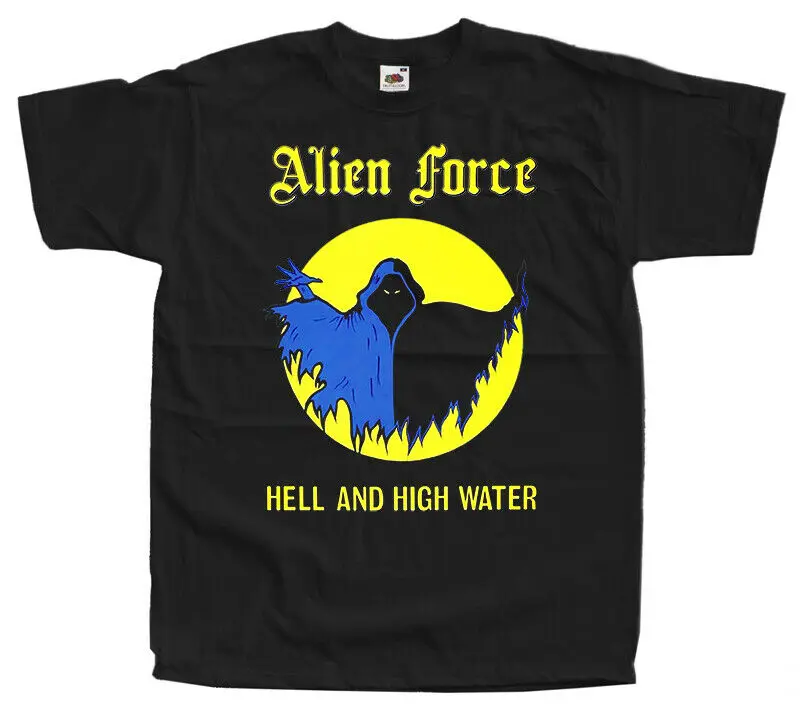 Распродажа: мужская футболка с принтом ALIEN FORCE HELL AND HIGH WATER DTG BLACK S | Мужская одежда