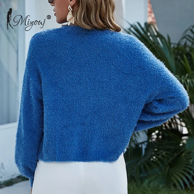 Укороченный кардиган Miyouj Однотонный свитер зимние модные кардиганы одежда