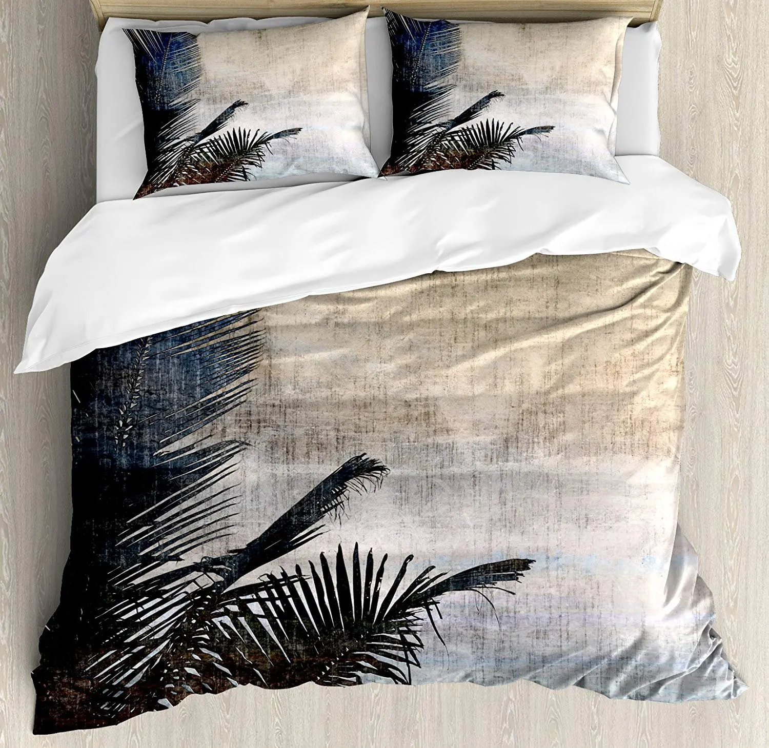 

Комплект постельного белья в гавайском стиле, с рисунком листьев пальмы на фоне гранжа, Морского Пейзажа, с винтажным рисунком, пододеяльни...