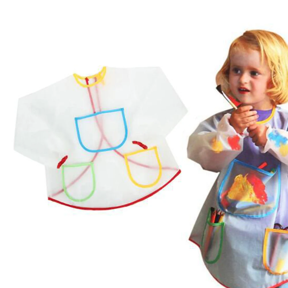 Многокарманный водонепроницаемый Детский прозрачный с длинным рукавом фартук