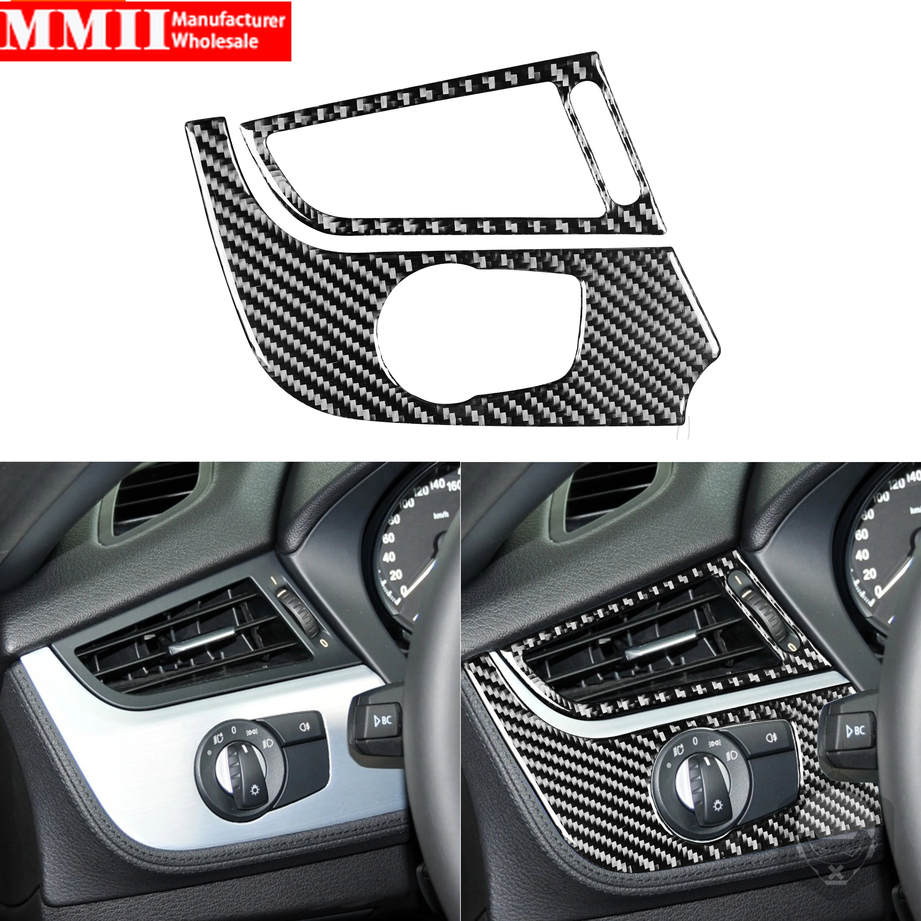 For BMW Z4 E89 2009-2016 Black Carbon Fiber Stickers Headlight Switch Panel Drivers Air Outlet Frame Interiors Car Accessories