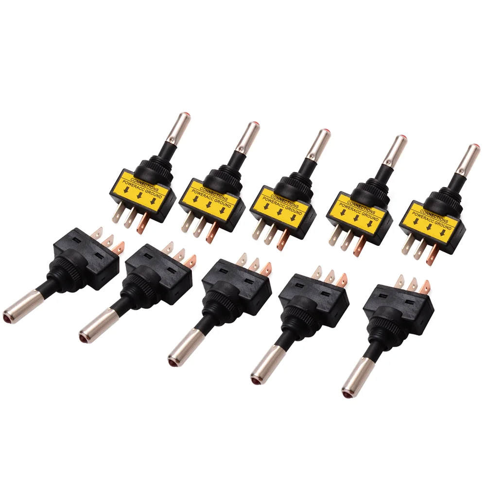 10 шт 12V 20A автомобиль красный светодиодный светильник тумблер 3 Pin SPST