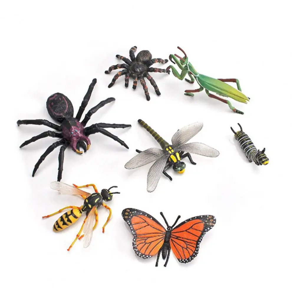 

2021 Animal Model Toy Smallest Animal Spider Grasshopper Butterfly Action Figures Kids Early Educational Toy Set