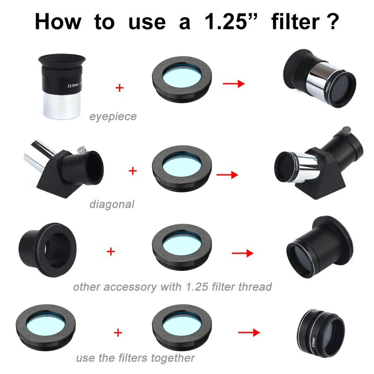 

8Pcs/set 1.25 inch Filters Kit Nebula Filter Moon Sun Colorful Filter For Telescope Eyepiece Optical Lens