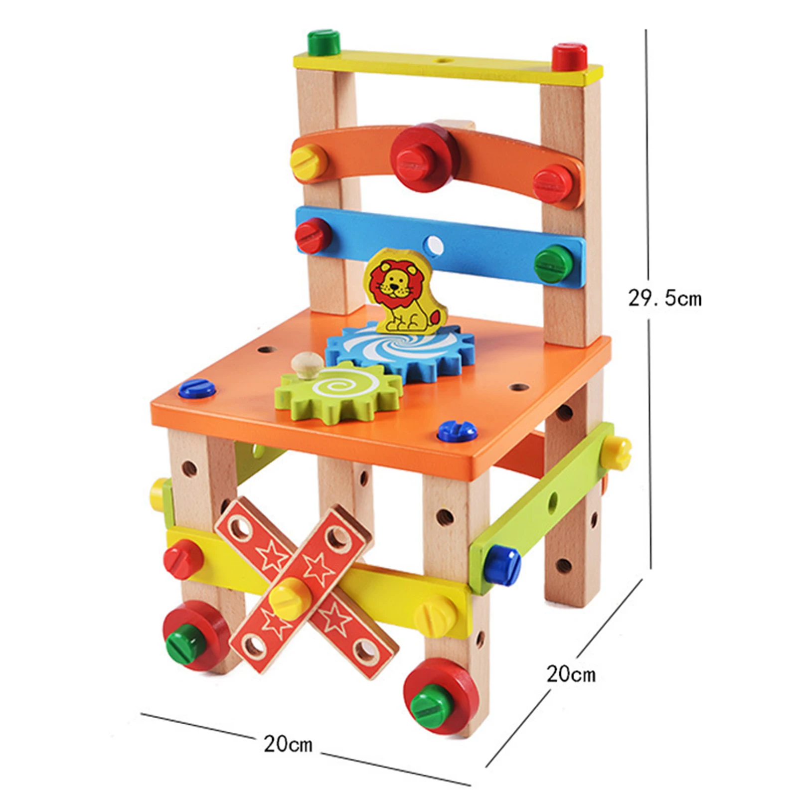 Children Wooden Assembled Chair Montessori Nut Set Educational Toy Preschool Multifunctional Variety Combination Tool | Игрушки и хобби