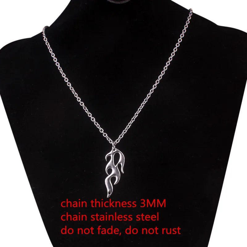 flame stainless 3mm Цепочка Из Нержавеющей Стали 3 мм, Трендовое ожерелье с головой ангела, кролика, тигра, ожерелье с единорогами для женщин, унисекс, ювелирное изделие, новое ожерелье в стиле панк с пламенем - Окраска металла: flame stainless 3mm