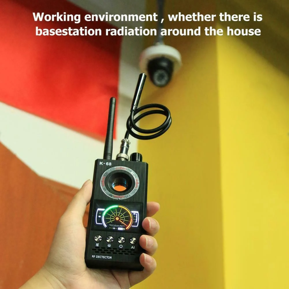 

Anti Spy Wireless RF Signal Detector Bug GSM GPS Tracker Hidden Camera Eavesdropping Device Military Professional Version K68