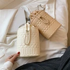 Модная сумка-мешок на шнурке с тиснением в виде цилиндра, сумки на плечо, повседневная женская сумка-мессенджер через плечо, однотонные мини-сумки на цепочке