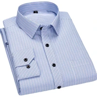 cotton mens clothing shirt quality business long sleeve shirt stripe plaid versatile dress shirt party dress patch pocket shirt