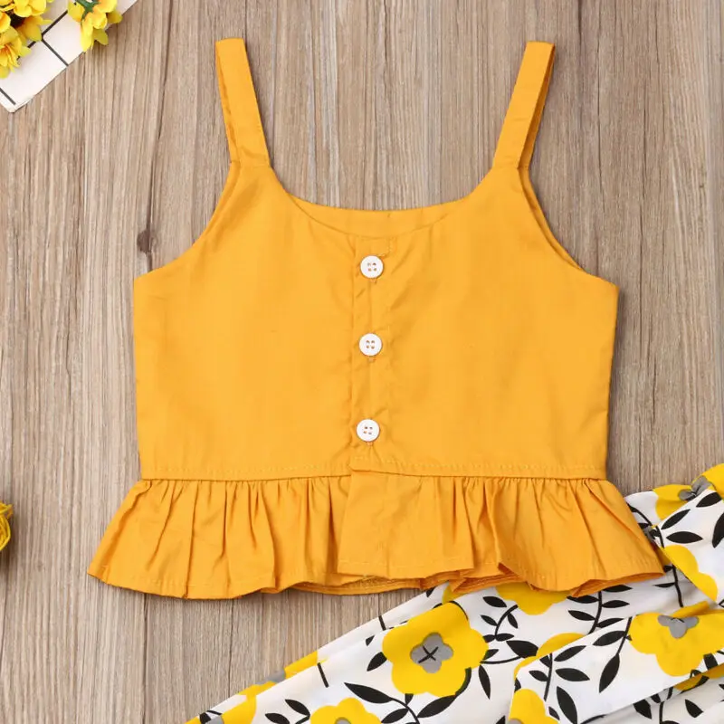 2019 летняя детская одежда для маленьких девочек жилет штаны с цветочным принтом