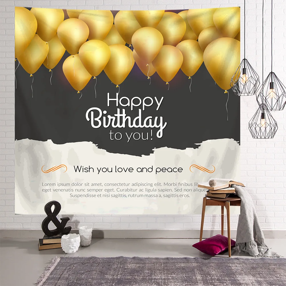 

European and American Birthday Party Art Tapestry Wall Hanging Nordic Wall Background Cloth Decoration Holiday Blessing Tapestry