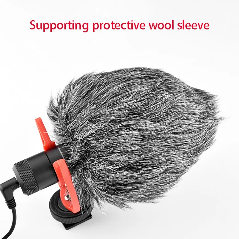

Mini Microphone Plug-And-Play Mic 3.5mm Plug with Shock Mount Wind Sn for Smartphone DSLR Camera Live Broadcast