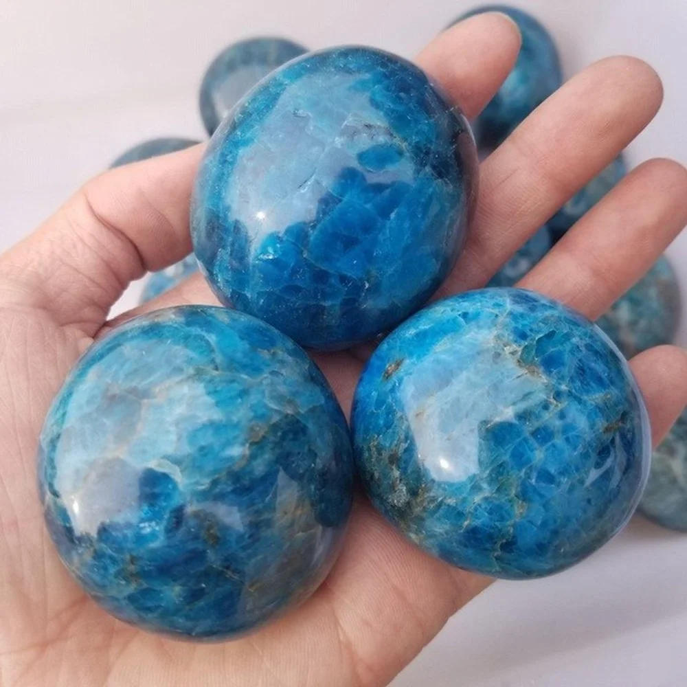 

Natural Blue Apatite Palm Polished Quartz Crystal Collection Gemstone 1PC