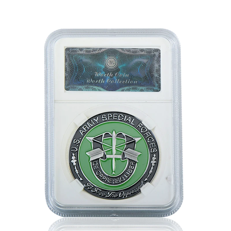 coin 5 with case WR армия США Военные позолоченные монеты коллекционные с монетницей Air Force темно-синяя сувенирная монета подарок для мужчин дропшиппинг - Цвет: coin 5 with case