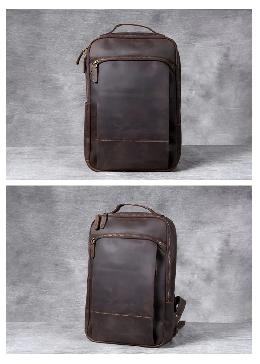Новая мужская кожаная сумка для компьютера, рюкзак Mochilas Hombre, винтажная кожаная сумка Mad Horse, кожаный рюкзак с защитой от кражи