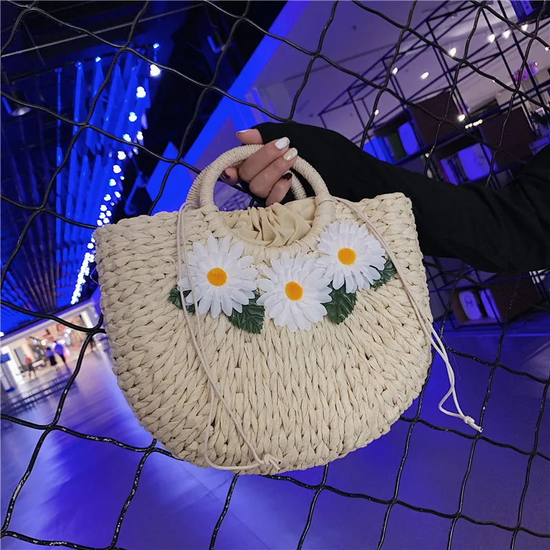 Женская Соломенная пляжная сумка через плечо для женщин 2019 летние плетеные