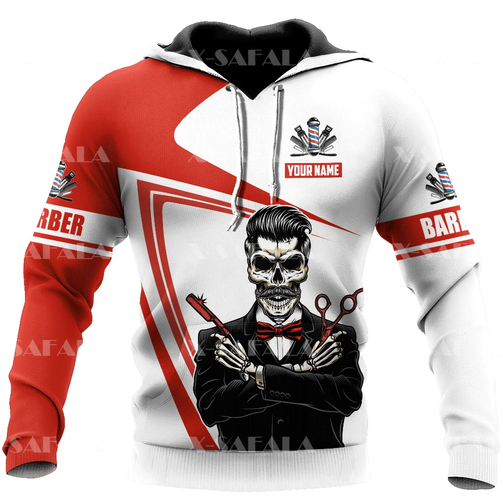 

Парикмахерская с настраиваемым названием, худи с 3D принтом, Мужской Женский пуловер на молнии, свитшот с капюшоном, Джерси, уличная одежда